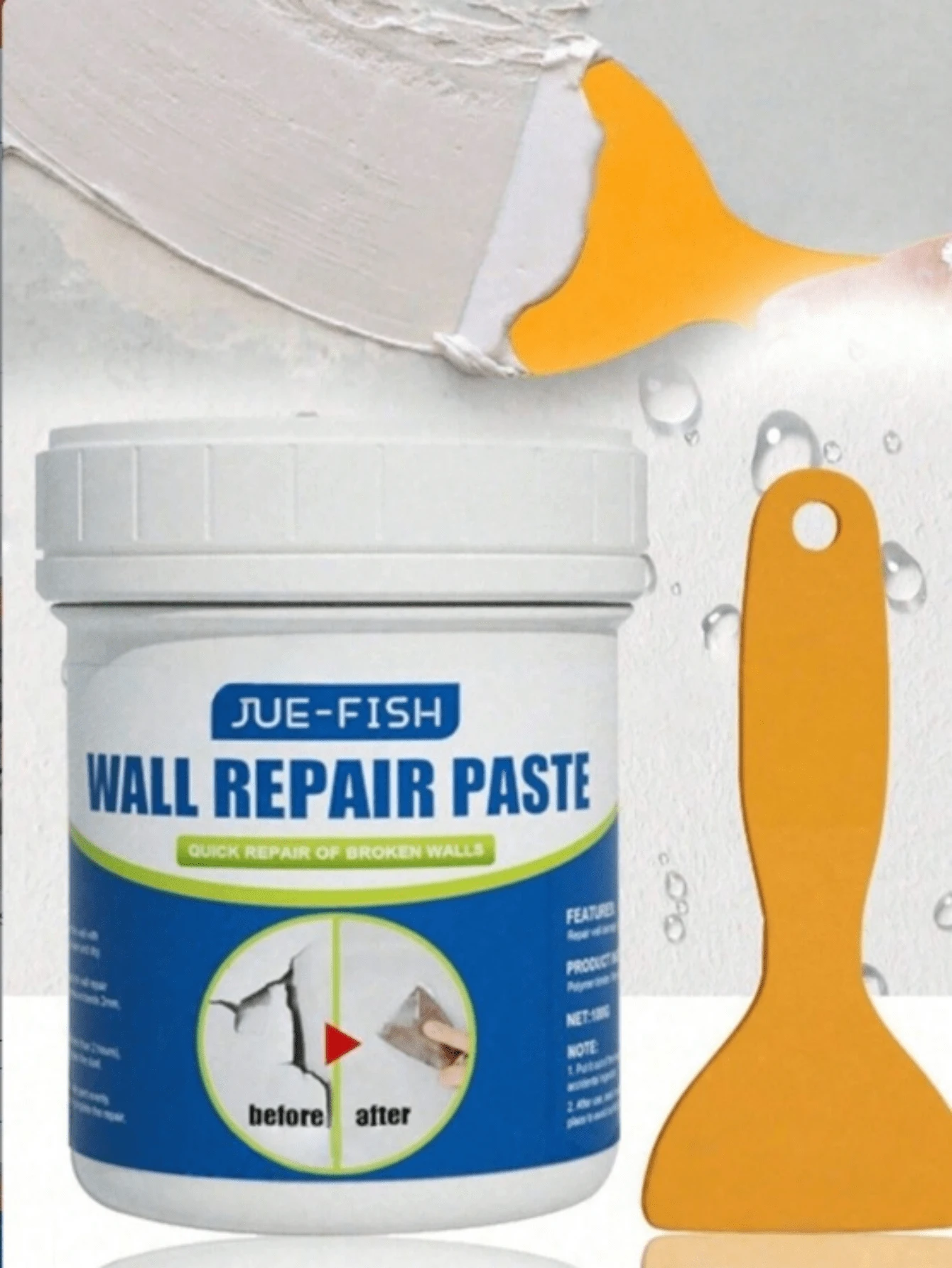 神奇墙面修补膏——轻松修补裂缝和孔洞！修补后消除色差，无需打磨，60秒快速干燥至白色（保护您的押金！）——租户和房主们，赶紧抢购，数量有限！