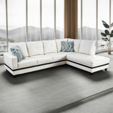 L-Shaped Sofa PU Leather Sectional Sofa Upholstered 2-Piece Sofa Set For Living Room With Recliner, Suitable For Various Homes/Offices And Small Apartments/Couch/Futon/Bean Bag/Furniture/Muebles Para Sala(Right) - White And Black(Right) - 查看 8