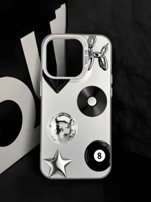 1pc Heart & Star Record Pattern Creative Personalized Phone Case, Suitable As Gift For Boyfriend, Friend, Girlfriend, Family, Brother, Coworker, Younger Sibling, Couple, Classmate, Teacher, Birthday, Holiday, White Matte Soft Full Protection Anti-Dust Waterproof Case Compatible With IPhone 13/16/15/14/13/12/11/Pro/ProMax/X/XR/XS/XSMAX/7/8/PLUS, /Redmi/OPPO/Vivo/Honor - Multicolor - View 6