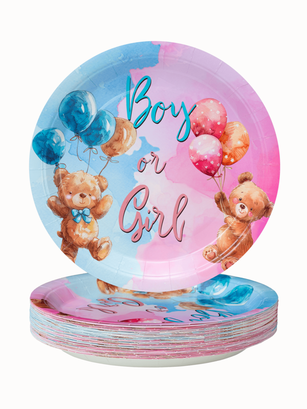 Platos de papel desechables de 7/9 pulgadas, platos desechables, suministros para fiestas de osos de peluche, fiestas desechables, fiestas de cumpleaños, recuerdos de fiesta, decoraciones de celebración