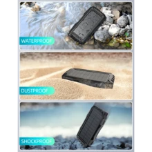 SUNVEZA Power-Bank-Solar-Charger - 36800mAh Portable Charger,Solar Power Bank,External Battery Pack 5V3.1A Qc 3.0 Fast Charger Built-In Super Bright Flashlight (Orange) - 深黑色 - 查看 5