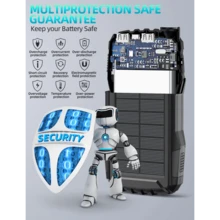 SUNVEZA Power-Bank-Solar-Charger - 36800mAh Portable Charger,Solar Power Bank,External Battery Pack 5V3.1A Qc 3.0 Fast Charger Built-In Super Bright Flashlight (Orange) - 深黑色 - 查看 6