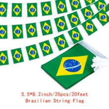 Brasilianische Flagge, kleine handgehaltene brasilianische Flaggen, 5,5*8,2 Zoll/20 Stück/20 Fuß brasilianische Fahnenkette, brasilianische Fensterfahne, für Fußballsport, Gartendekoration