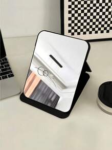 1/3-częściowe przenośne składane lustro do makijażu HD z regulowanym uchwytem, odpowiednie do akademika, salonu, sypialni i łazienki, przenośne lustro do makijażu na biurko, lustro stojące na biurku, ręczne lusterko do makijażu, regulowane lustro na biurko, salon, sypialnia, łazienka, wystrój domu, toaletka, akcesoria łazienkowe