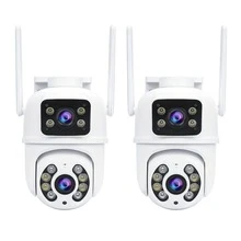 closeli 双镜头无线安全摄像头 - 2.4GHz、IPX5、AI 运动跟踪、彩色夜视、双向音频、运动报警、旋转/倾斜、视频监控、闭路电视监控、支持 SD 卡/云存储（云存储需要付费）、家庭和企业摄像头安全