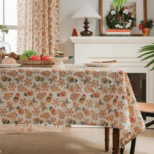 1pc/2pcs Christmas Gingerbread Man Printed Green & White Tablecloth, Table Runner, Table Runner, Dining Napkin - Multicolor - View 18