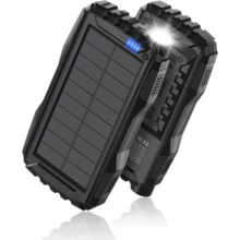 SUNVEZA Power-Bank-Solar-Charger - 36800mAh Portable Charger,Solar Power Bank,External Battery Pack 5V3.1A Qc 3.0 Fast Charger Built-In Super Bright Flashlight (Orange) - 深黑色 - 查看 1