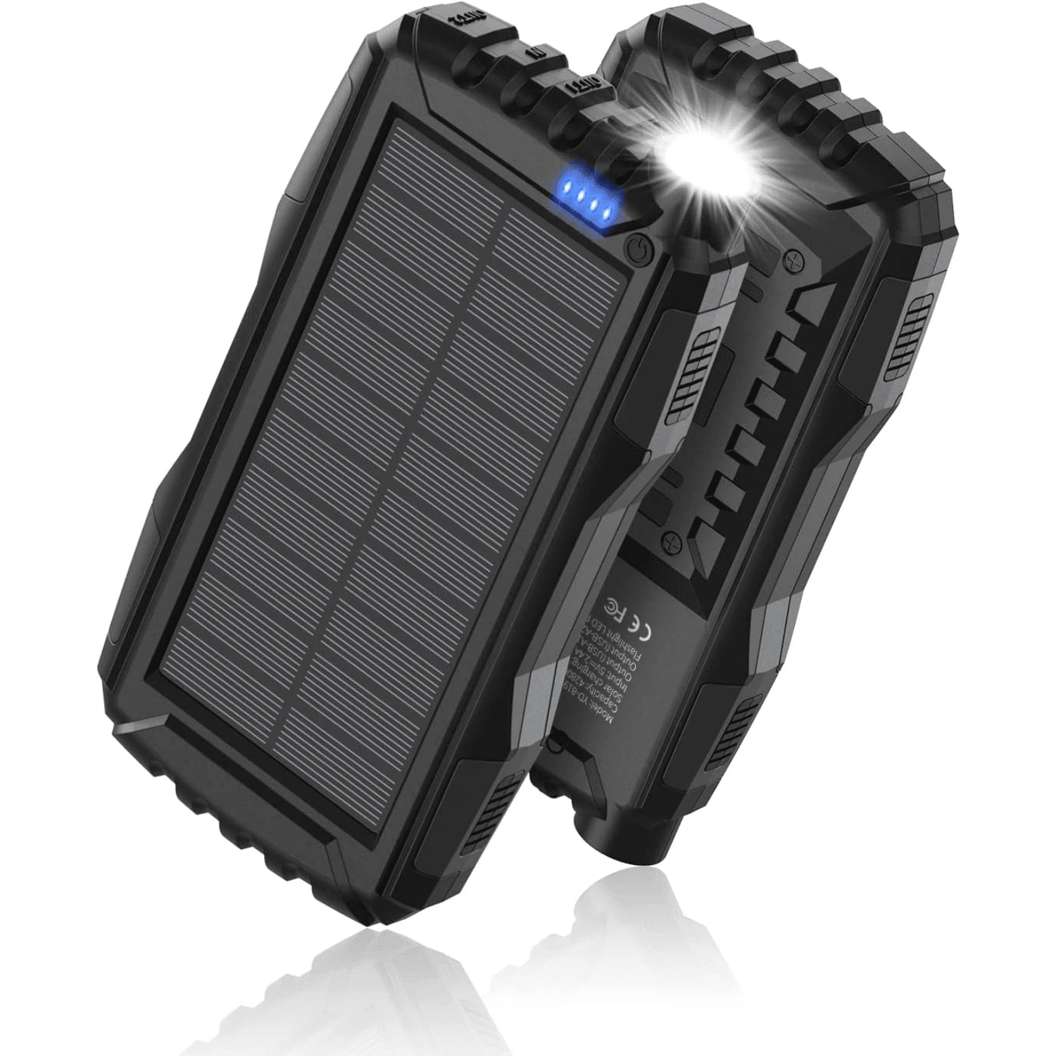 SUNVEZA Power-Bank-Solar-Charger - 36800mAh Portable Charger,Solar Power Bank,External Battery Pack 5V3.1A Qc 3.0 Fast Charger Built-In Super Bright Flashlight (Orange) - 深黑色 - 查看 1