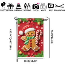 1 pieza Bandera de jardín navideña con Papá Noel y diseños navideños, de 30x45cm, bandera navideña de poliéster de doble cara con Papá Noel, hombre de jengibre, reno, muñeco de nieve, cachorro, para decoración navideña de patio, porche, jardín, hogar, sin asta