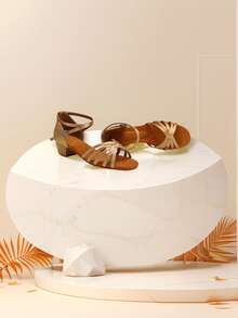 Latin Dance Shoes Girls Low-Heeled Practice Dancing Sandals Ballroom Dance Shoes Social Dance Beginners