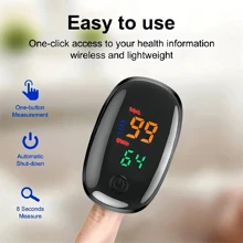 Oxímetro de pulso de dedo, Monitor de frecuencia cardíaca, Monitor de Spo2 con cordón y estuche de almacenamiento