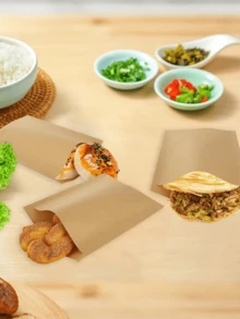 50/100个牛皮纸三明治袋，防油一次性食品袋，适用于汉堡、甜点、炸鸡等 | 防漏零食包装，适用于派对、餐饮、餐车 | 婚礼、生日 | 返校季 - 彩色 - 查看 2