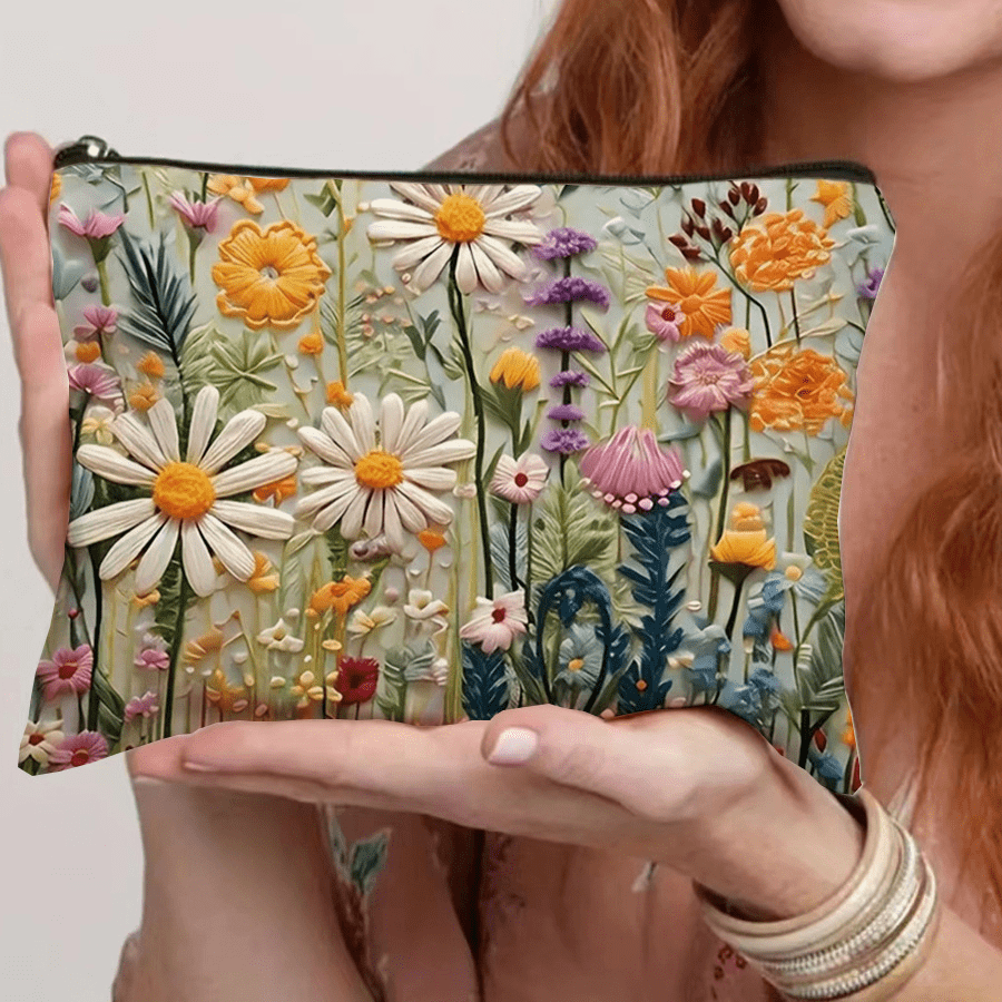 1pc Printed Makeup Bag, Cosmetic Storage Bag With Zipper, Mulitifunctional Bag ,Perfect Gift For Valentine's Day And Monther's Day