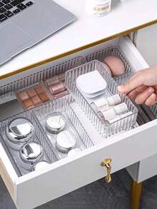 1PC/2/4/6/7pcs Transparent Drawer Storage Box, Cosmetic Storage Box Room Decor Home Decor Fall Decor Bedroom Decor Sun Travel Cool