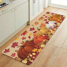 1. 感恩节快乐秋季南瓜地垫，温馨的南瓜枫叶厨房地垫，硅藻泥地垫，完美契合秋冬家居装饰。这些充满节日气息的秋季设计以枫叶、向日葵和秋季图案为特色，是感恩节厨房地毯的理想之选。