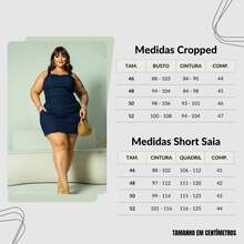 WOMEN'S PLUS SIZE SET, SHORTS, SKIRT AND CROPPED BENGALINE NECKLINE, HIGH ELASTICITY - 藏蓝色 - 查看 5