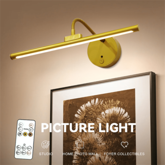 1 Stück USB aufladbares kabelloses Bildlicht, Wandleuchte mit Fernbedienung, dimmbar und zeitgesteuert ausschaltbar, geeignet zum Beleuchten von Kunst im Wohnzimmer, Wandbeleuchtung im Wohnzimmer, Beleuchtung im Badezimmer (1800mAh)