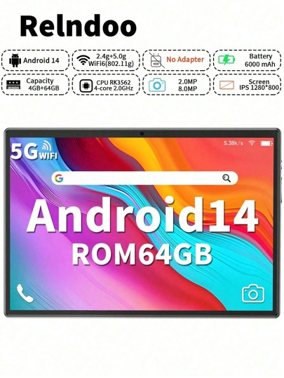 Relndoo Android14タブレット10インチ 4GB RAM 64GB 新品未開封 Relndoo 2025年最新 10 1インチ タブレット RAM 4GB+