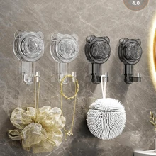 3pcs/Set Suction Cup Hooks For Bathroom, Waterproof Heavy Duty Wall Hooks Without Drilling, Adhesive Hooks For Kitchen, Door, Wall