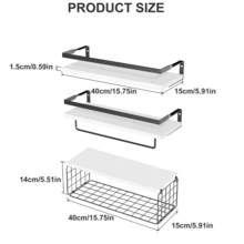 Lislark 3Pcs Wooden Floating Wall Shelves Display Unit Storage Decor Rustic Home Office - 3 Layers White - View 2