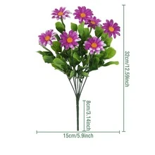5pcs Artificial 7-Prong Daisy Flowers, Silk Mixed Colors, Suitable For Outdoor Garden, Balcony, Living Room, Dining Table Decor, Wedding, Home, Office, Bedroom, Outdoor, Office Party Decoration