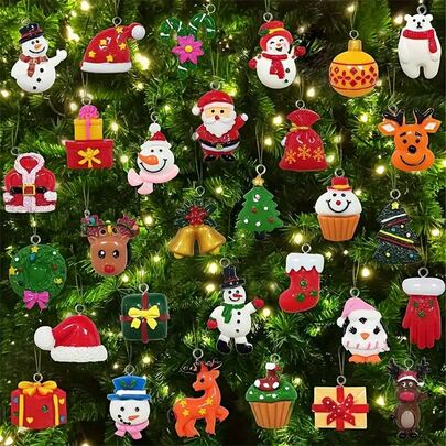 40 piezas, Mini decoraciones navideñas para mini árbol de Navidad, pequeñas decoraciones navideñas, artesanías en miniatura de resina decoraciones navideñas (10/20/40 piezas)