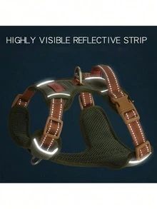 PETSIN 1pc Reflective Pet Harness,Adjustable Webbing Make The Harness Well-Fitting For Dogs,Soft And Breathable Mesh Under The Fabric ,Pick Up The Dog Anytime With The Comfortable Handle