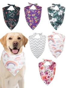 Random 3-Color Cartoon Pattern Fashion Scarf - Dog And Cat Drool Bib And Decorative Accessories, Cute Pet Style, Triangular Design, Extension Belt Design, Exquisite Multifunctional Decoration, Pet Collar Alternative, Suitable For Indoor And Outdoor Use