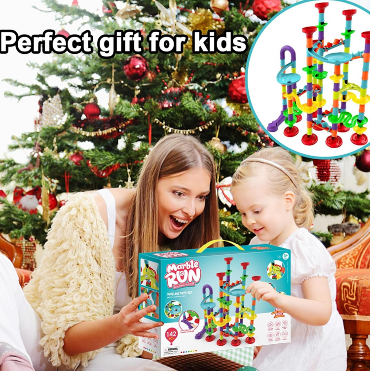 142pcs Marble Race Track Toys, Marble Run Set, Construction Building Blocks Game For Kids Birthday STEM Gifts, And Early Cognition, Hand Exercise, Parent-Child Interaction, Distinguish Colors - 彩色 - 查看 10