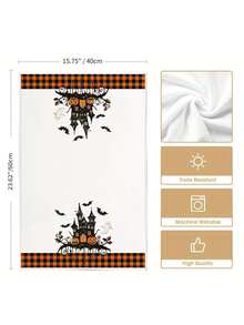 2pcs/4pcs/12pcs Halloween Castle Pattern Kitchen Towels, Halloween Bat Pattern Bathroom Towels, Halloween Outdoor Party Towels, Halloween Home Decor, Halloween Kitchen Decor, Modern Style, Quick Drying, Super Soft Microfiber Material, Rectangular, 15.75IN*23.62IN/40*60CM Digital Printing Pattern, Suitable For Outdoor Party Decoration, Halloween Holiday Gifts
