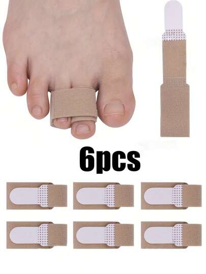 Fabric Hammer Toe Wraps, 6pcs Toe Bandages Protectors For Overlapping Toes, Toe Splints For Crooked Toes, Curled Toes, Bent Toes, Easy Wear In Shoes Toe Care Tools,Foot Care Tools,Summer Travel Necessities (No , Non-Medical Products)