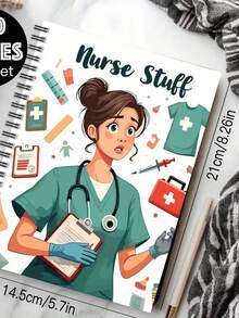 美观护士螺旋线圈笔记本，采用耐用纸质封面，适合护理学生、医疗专业人员、旅行、办公室学习、个人组织者；办公室计划器、剪贴簿工艺材料套装 - 彩色 - 查看 3