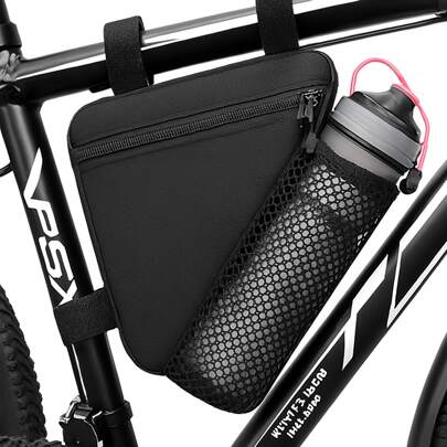 Bolsa triangular para bicicleta, accesorios de ciclismo, bolsa para tubo frontal de bicicleta de montaña, bolsa para tubo superior, soporte para botella de agua en el manillar, bolsa de gimnasio, accesorios para correr, bolsa deportiva para mujeres, accesorios para bicicleta, bolsa deportiva para deportes, ejercicio, gran capacidad, bolsa de viaje para vacaciones, para hombres, accesorios esenciales de viaje, bolsa para cuadro de bicicleta para ciclismo