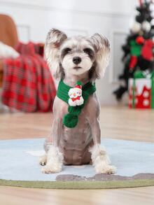 Christmas Pet Scarf - Dog And Cat Holiday Scarf, Santa Claus And Snowman Pattern, Hand-Wash Polyester Material, A Gift For Your Beloved Pet On This Festive Occasion Suitable For Small And Medium-Sized Dogs And Cats With A Neck Circumference Up To 13.78 Inches - Multicolor - View 6