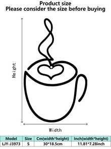 1PC Metal Coffee Cup Decor, Minimalist Line - Art Design, Adds Cozy Vibes. Perfect For Kitchen, Cafe, Office, Home Decor. Christmas Decorations Room Decor Christmas