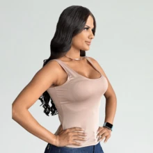 Kit Of 4 Women's Tank Tops With Wide Straps And No Pads - 白色,藍色,紅色和米色 - 查看 4