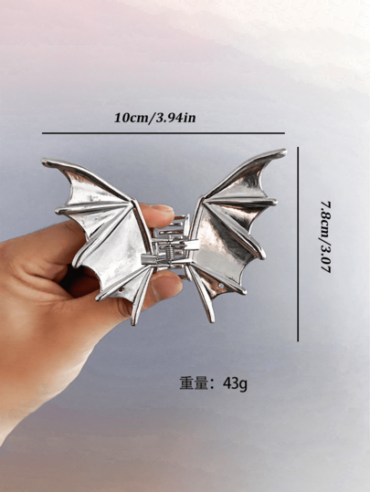 1 Pieza Pinza de pelo con diseño de alas de murciélago en color negro mate, estilo gótico punk - Accesorio elegante de metal para el cabello de mujer, ideal para fiestas de Halloween y Navidad, accesorios de pelo de Halloween | Estilo gótico punk | Plástico duradero, accesorio de disfraz, artículos escolares, universidad