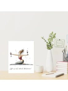 1pc Funny Birthday Card For Female Friends - Humorous Birthday Card For Bestie - Girlfriend Birthday Card - Women's Birthday Card - Life Is About Balance: Yoga & Wine - For Sisters, Aunts, Moms, Daughters - Multicolor - View 4
