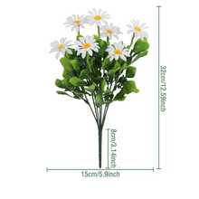 5pcs Artificial 7-Prong Daisy Flowers, Silk Mixed Colors, Suitable For Outdoor Garden, Balcony, Living Room, Dining Table Decor, Wedding, Home, Office, Bedroom, Outdoor, Office Party Decoration