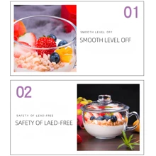 3Pcs Dinnerware Set Handle Mixing Bowl With Lid And Spoon,Bowls For Ramen,Noodles,Salads,Oatmeal,Milk,Fruits,The Set Includes A 500ml Glass Bowl, A Lid And A Small Spoon,Hot And Cold For - White - View 4