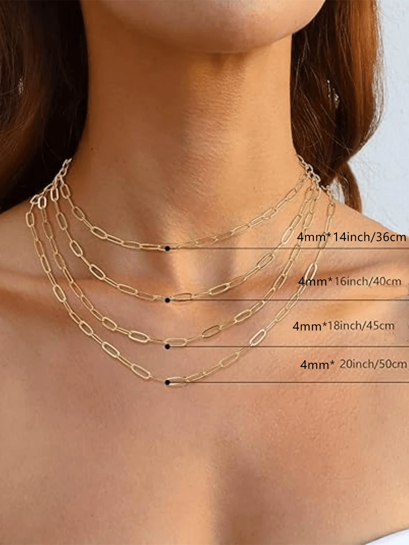 1 Stück Edelstahl wasserdichte und farbbeständige Gliederkette Halskette, geeignet für Damen und Herren Alltagsmode - 4 mm breit - Übersicht 1