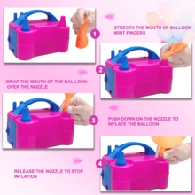 AOYI 迷你电动气球泵，600W 便携式双喷嘴电动气球充气机，适用于万圣节、圣诞节、生日、新年、婚礼派对装饰、房间装饰 - 美規A型插(110-127V) - 查看 3