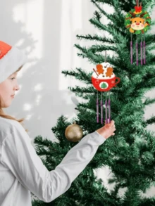 Hölzernes Weihnachts-Windspiel-Ornament im süßen Stil, DIY Windspiel Dekoration, kreatives Bemalen & Graffiti Windspiel DIY Handwerk, Weihnachts-Feiertags-Party Dekoration
