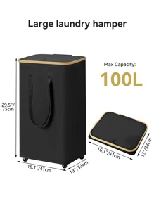 75L/100L/150L 带盖内衬洗衣篮，大容量洗衣篮，带手柄和盖子，可折叠衣物收纳篮，带可拆卸内袋，可收纳衣物、玩具、毛巾