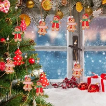 4 Stück Weihnachts-Lebkuchenmann Ornamente, Holz Lebkuchen Figuren Ornamente, Weihnachts Holz Hängende Dekorationen Anhänger für Weihnachts Heim Party Gunst Zubehör Weihnachten Weihnachtsdekoration Weihnachtspyjamas Weihnachtsgeschenke Weihnachtsdekoration