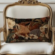 1 Vỏ gối trang trí họa tiết cáo và nhím họa tiết hoa Morris cổ điển, chất liệu nhung đào mềm mại in một mặt, vỏ gối 30*50cm/40*60cm dùng để trang trí phòng, ghế sofa vải hiện đại, trang trí tiệc, quà tặng - Nhiều màu - Xem 5