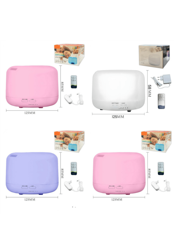 Umidificador Difusor Aromatizador 300ml Ultrassônico Estilo Branco com Led 7 cores com controle