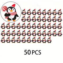 100pcs Festive Christmas Lollipop Cards - Santa, Penguin & Snowman Designs With Red & White Checkered Bows, Perfect For Holiday Gifts, Party Favors, And Classroom Exchanges, Christmas Decorations(10/50/100pcs)