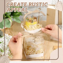 20pcs/Pack Elegant Transparent Gift Boxes - Stackable Clear Cube Boxes With Kraft Paper Bottom Tray And Jute Rope Decor - Suitable For Weddings, Birthdays, Baby Showers - Candle Decoration Boxes - Jewelry Display Boxes - Favor Packaging - Multicolor - View 10