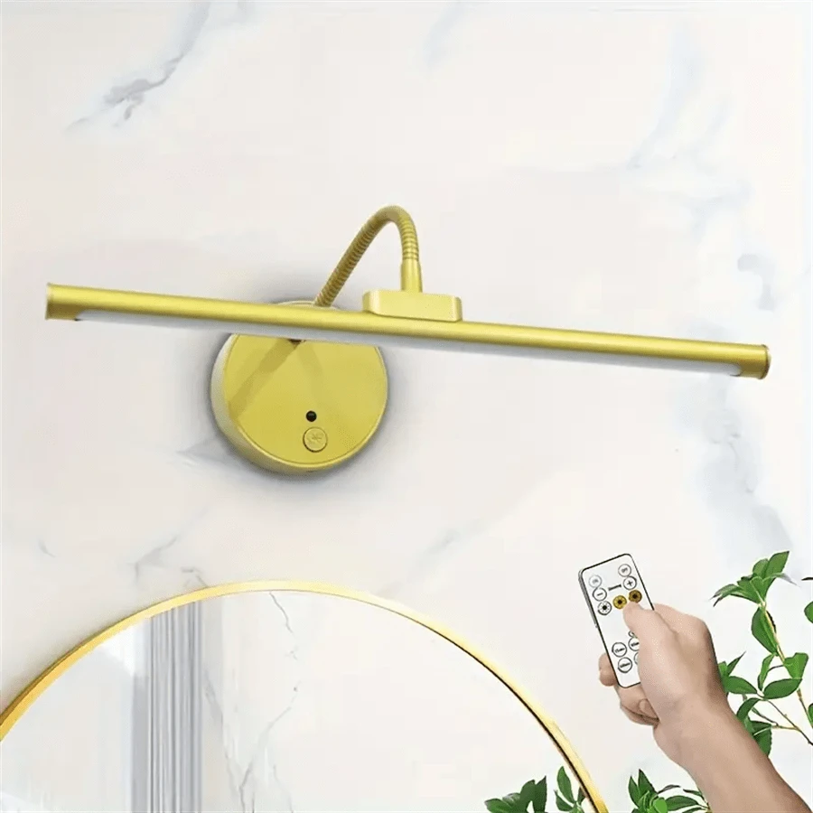 1pc Wireless Mirror Front Light, Adjustable Brightness Gallery Light, With Remote Control, USB Rechargeable, Three Color Temperature Adjustment, Can Be Timed, Used For Bathroom, Kitchen, Living Room, Bedroom (1800mAh) - USB - View 1
